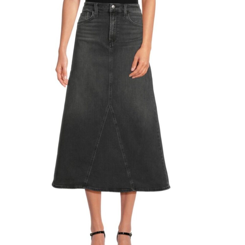 Joe's Jeans Faded Denim Midi A-Line Skirt NWT